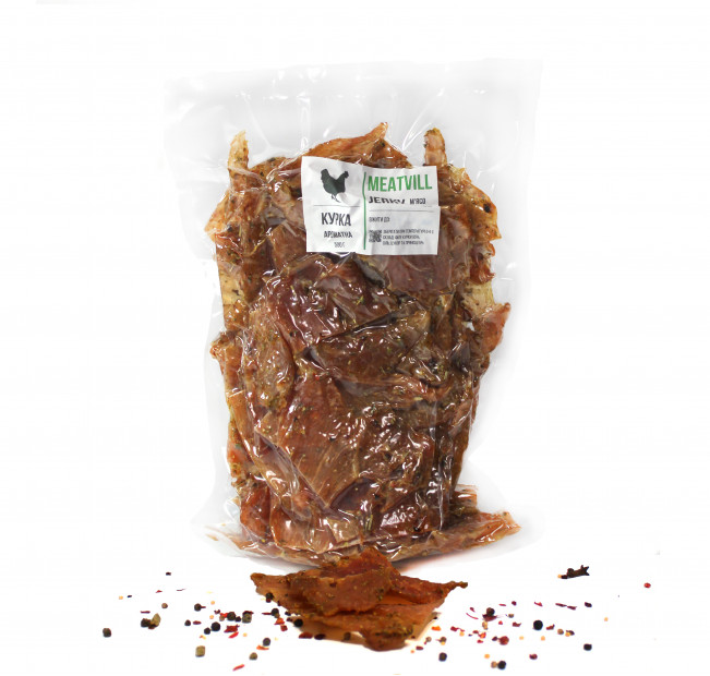 Джерки сушені Meatvill™ курка ароматна під вакуумом 500г. Фото 1 Джерки сушені Meatvill™ курка ароматна під вакуумом 500г. Фото 1