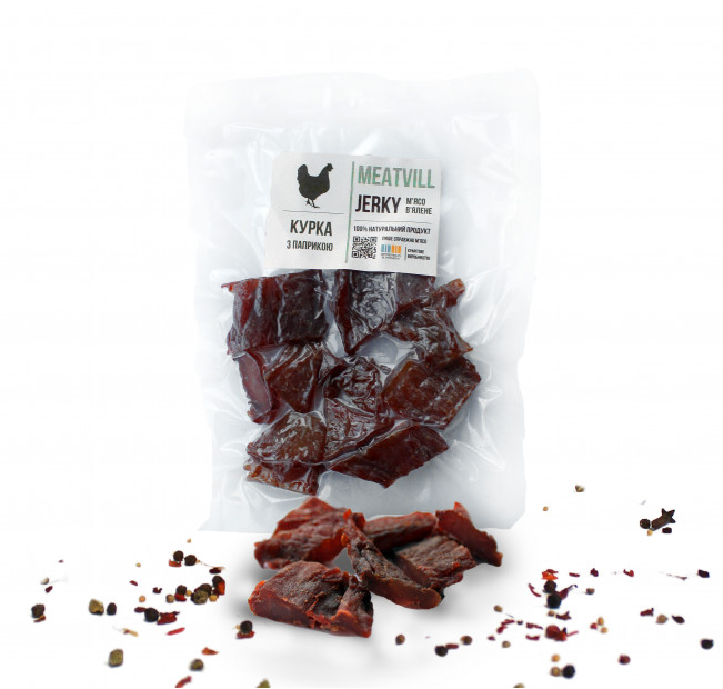 Джерки курица (вяленая) с паприкой вакуум 50г. Фото 1 Джерки курица (вяленая) с паприкой вакуум 50г. Фото 1