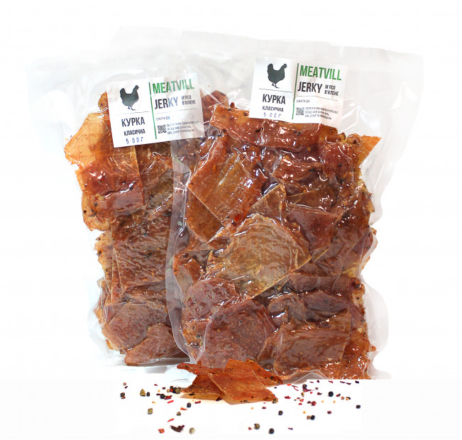 М'ясні джерки TM Meatvill курячі класичні в вакуумній упаковці 1кг. Фото 1 М'ясні джерки TM Meatvill курячі класичні в вакуумній упаковці 1кг. Фото 1
