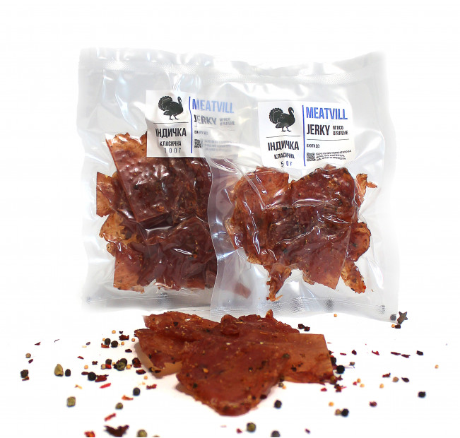 Джерки Meatvill індичі класичні вакуум 50г. Фото 1 Джерки Meatvill індичі класичні вакуум 50г. Фото 1