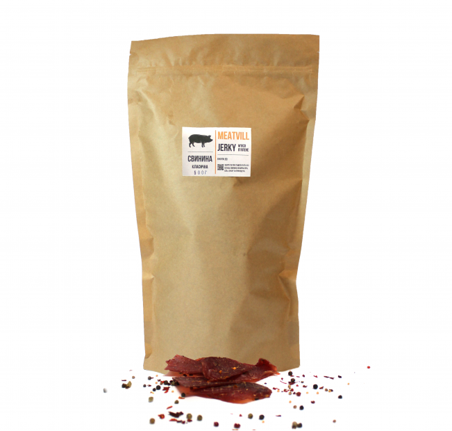 Джерки сушені Meatvill™ свинина класична крафт 500г. Фото 1 Джерки сушені Meatvill™ свинина класична крафт 500г. Фото 1