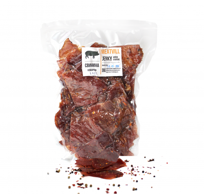 Джерки м'ясні Meatvill свинина класична під вакуумом 500г. Фото 1