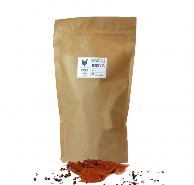Джерки мясные Meatvill™ куриные острые в крафтовой пачке 500г. Фото 1