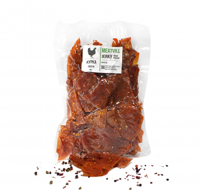 Джерки м'ясні TM Meatvill з курки гострi вакуум 500г. Фото 1 Джерки м'ясні TM Meatvill з курки гострi вакуум 500г. Фото 1