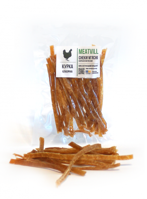 Фото Снеки курячі класичні, смужки, вакуум 50г